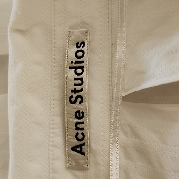 ACNE Studios White Cotton Pique Split Neck Collared Blouse Size 32 - Picture 12 of 14